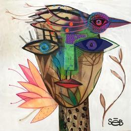 Pintura Yoyo-Ma por Seb | Pintura Arte bruto Acrílico Animales, Naturaleza, Retrato