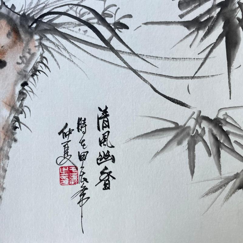 Peinture Orchid  2 par Yu Huan Huan | Tableau Figuratif Nature Noir & blanc Encre