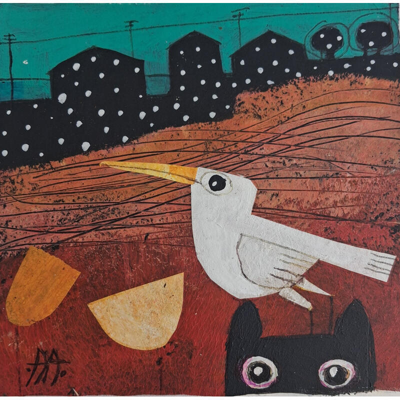 Gemälde Lules en el pueblo von Arias Parera Almudena | Gemälde Naive Kunst Acryl Collage