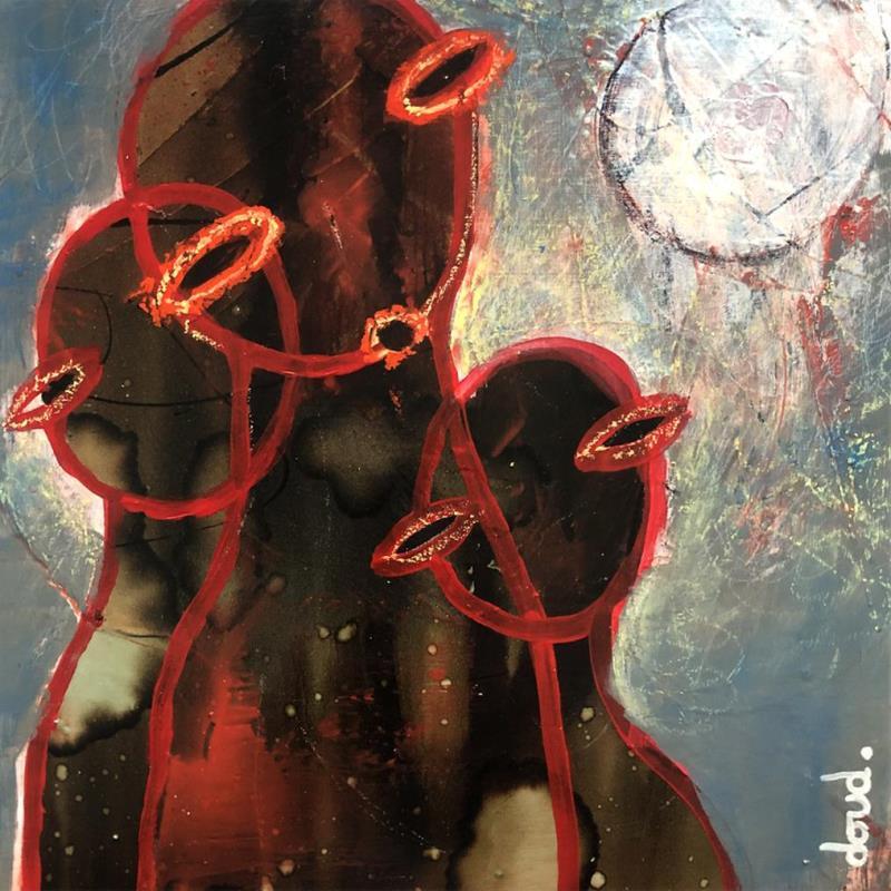 Gemälde Tribu Trobu von Doudoudidon | Gemälde Art brut Porträt Alltagsszenen Akt Acryl