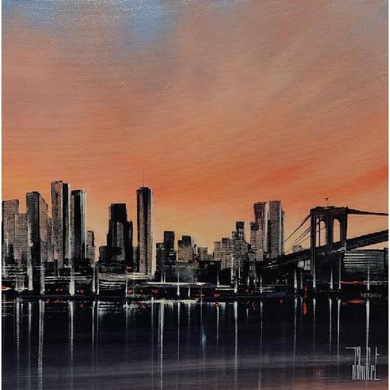 Peinture L'éveil de la ville par Guillet Jerome | Tableau Figuratif Urbain Huile