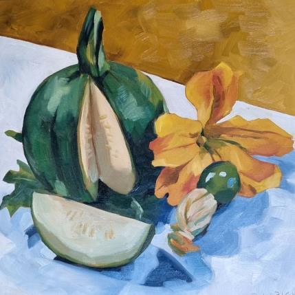Peinture Zucchini harvest par Ulrich Julia | Tableau Figuratif Bois, Huile