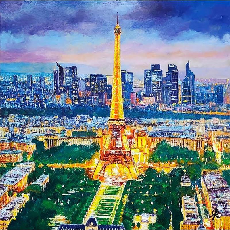 Painting Paris illuminé by Rigaux Régis | Painting Figurative Urban Oil