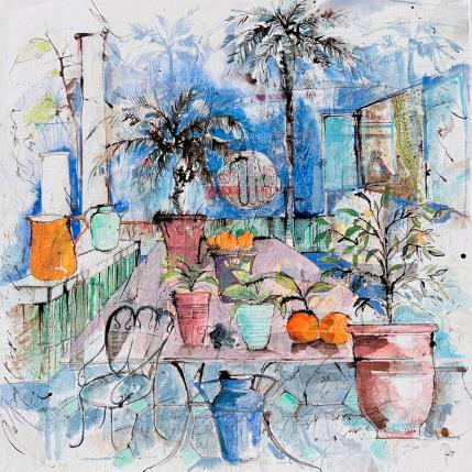 Peinture Véranda par Colombo Cécile | Tableau Art naïf Acrylique, Aquarelle, Collage, Encre, Pastel Nature, Paysages, Scènes de vie