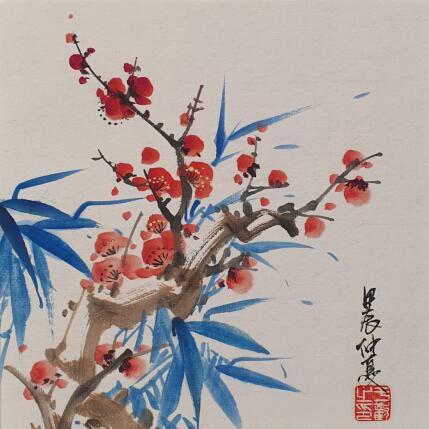 Peinture Cherry blossom par Yu Huan Huan | Tableau Figuratif Encre Nature