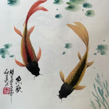 Painting Happy fishes by Yu Huan Huan | Painting Figurative Ink Animals