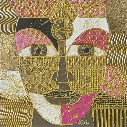 Peinture  MASQUE DE FEMME par Devie Bernard  | Tableau Matiérisme Acrylique, Carton Portraits