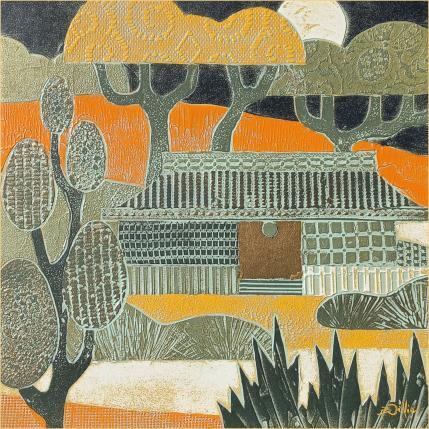 Peinture  PAYSAGE JAPONNAIS par Devie Bernard  | Tableau Matiérisme Acrylique, Carton Paysages