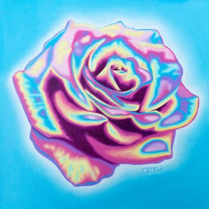 Pintura Rainbow Rose por Bisoux Morgan | Pintura Figurativo Aceite Cine, Iconos pop, Naturaleza, Naturalezas muertas