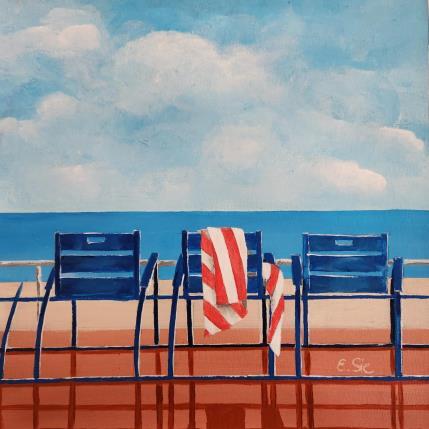 Pintura La serviette rayée rose por Sie Evelyne | Pintura Figurativo Acrílico Life style