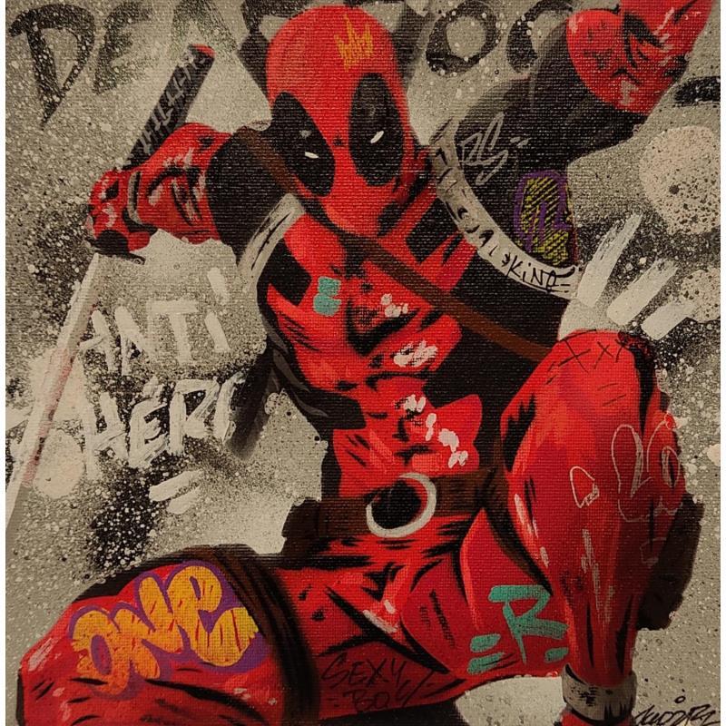 Gemälde Deadpool von Lemoine Mael | Gemälde Pop-Art Pop-Ikonen Graffiti Acryl