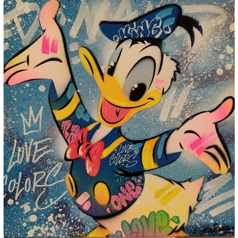 Painting Donald Duck by Lemoine Mael | Painting Pop-art Pop icons Graffiti Acrylic