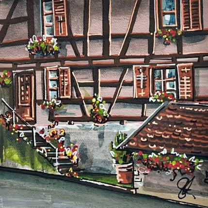 Painting Ruelle aux fleurs alsacienne by Touras Sophie-Kim  | Painting Realism Acrylic Architecture, Urban