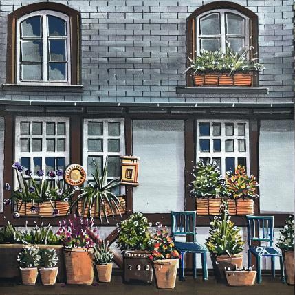 Painting Les fenetres à fleurs, Strasbourg by Touras Sophie-Kim | Painting Realism Acrylic Architecture, Landscapes, Urban