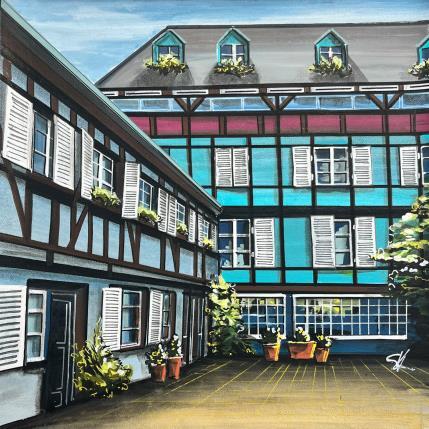 Painting Cour de la rue de la Madeleine à Strasbourg by Touras Sophie-Kim | Painting Realism Oil Still-life