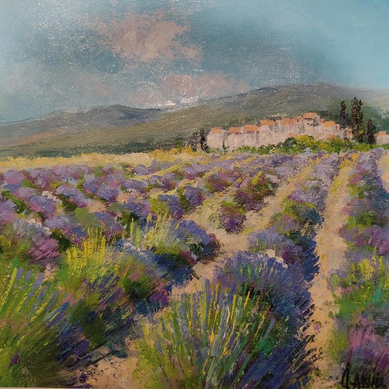 Peinture Lavandes dans le Lubéron par Sannier Daniel | Tableau Impressionnisme Paysages Huile