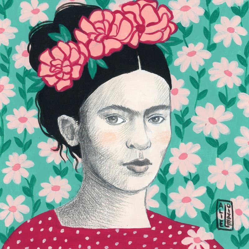 Painting Frida #10 by Alie Loizel | Painting Figurative Portrait Acrylic