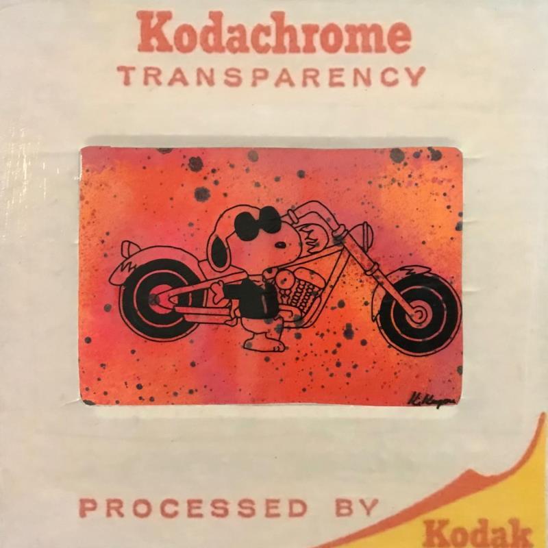 Gemälde Snoopy harley diapo von Kikayou | Gemälde Pop-Art Pop-Ikonen Graffiti Acryl Collage