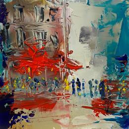 Painting Terrasse de café by Raffin Christian | Painting Figurative Oil Urban