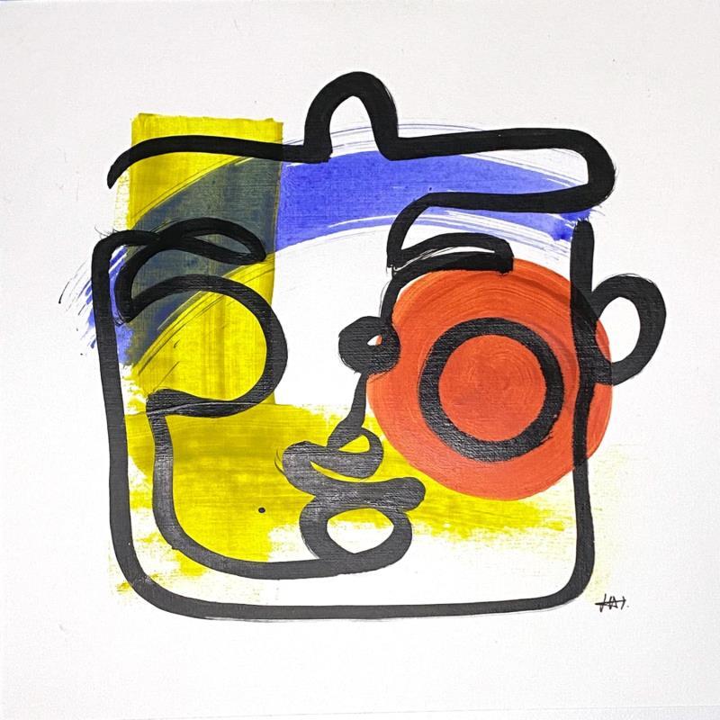 Painting Jeannot by Elliot Clara | Painting Abstract Portrait Acrylic Ink
