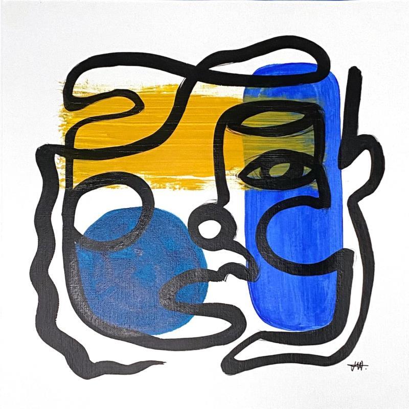 Painting Concerned by Elliot Clara | Painting Figurative Portrait Acrylic Ink