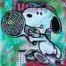 Peinture Snoopy tennis par Kikayou | Tableau Pop-art Icones Pop Graffiti Acrylique Collage