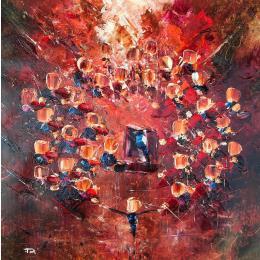 Painting Concert Rouge II 2 by Reymond Pierre | Painting Figurative Oil Life style, Music