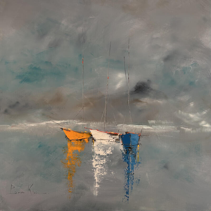 Painting Quand l'orage s'annonce by Klein Bruno | Painting Figurative Marine Oil