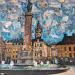 Peinture Grand Place de Lille par G.C.Popartist | Tableau Pop-art Paysages Urbain Acrylique Collage Encre Upcycling