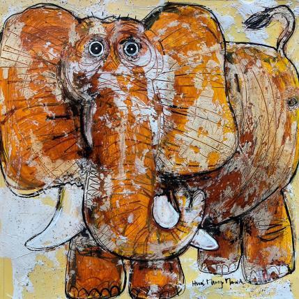 Painting Elephant by Maury Hervé | Painting Raw art Animals