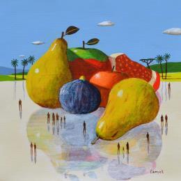 Painting Reflet de fruits by Lionnet Pascal | Painting Surrealism Acrylic Landscapes, Life style, Still-life
