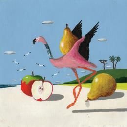 Peinture Flamant rose par Lionnet Pascal | Tableau Surréalisme Acrylique Animaux, Marine, Scènes de vie