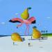 Gemälde Flamant rose aux poires von Lionnet Pascal | Gemälde Surrealismus Marine Tiere Stillleben Acryl