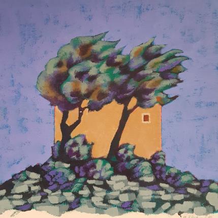 Gemälde Deux arbres von Pasquale | Gemälde Figurativ Acryl Architektur, Landschaften, Natur, Pop-Ikonen