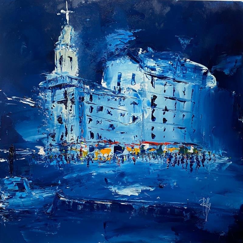 Peinture Balade nocturne par Raffin Christian | Tableau Figuratif Urbain Huile
