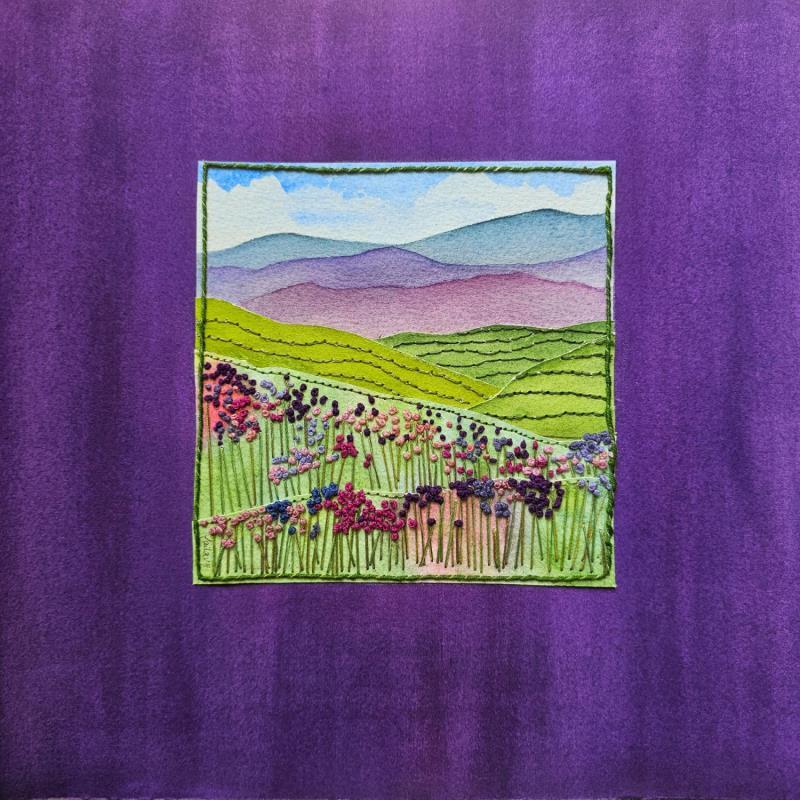 Peinture A purple view par Vazquez Laila | Tableau Figuratif Paysages Aquarelle Textile