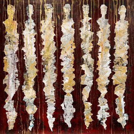 Gemälde Les fées magiques von Rocco Sophie | Gemälde Art brut Acryl, Collage, Sand Gesellschaft, Minimalistisch