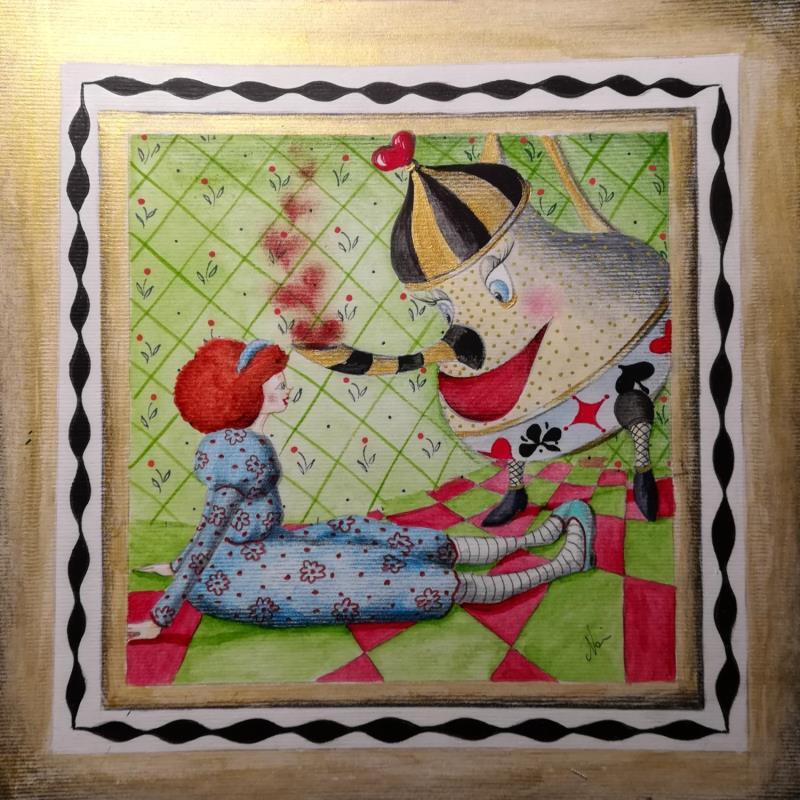 Painting Un infuso d'amore by Nai | Painting Surrealism Society Life style Acrylic Gluing