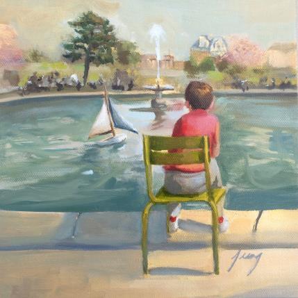 Peinture Un dimanche au jardin du Luxembourg par Jung François | Tableau Figuratif Huile Scènes de vie