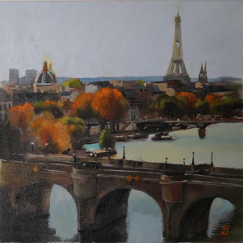 Peinture View of the bridge par Niko Marina | Tableau Figuratif Urbain Huile