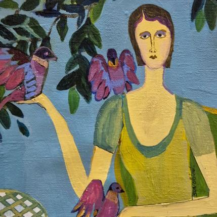 Gemälde Lovely birds von Sundblad Silvina | Gemälde Figurativ Acryl, Pastell