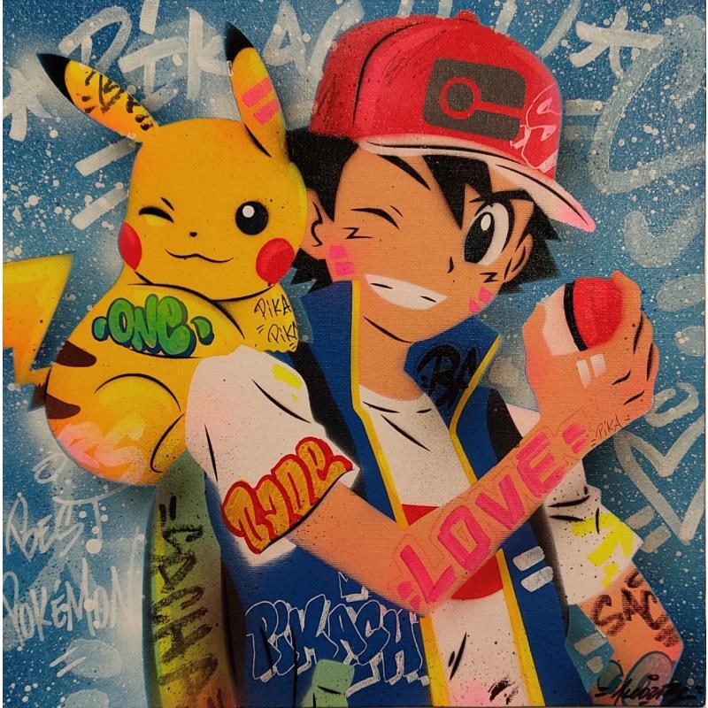 Painting Pika Sacha by Lemoine Mael | Painting Pop-art Pop icons Graffiti Acrylic
