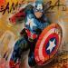 Peinture Captain America par Lemoine Mael | Tableau Pop-art Icones Pop Graffiti Acrylique