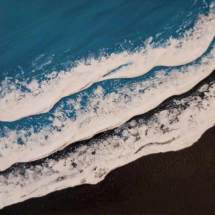 Peinture Tahiti par Geiry | Tableau Matiérisme Acrylique, Feuille d'argent, Pigments, Poudre de marbre, Résine Marine, Nature, Paysages