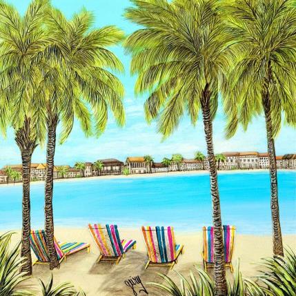 Peinture Vacaciones de Verano par Geiry | Tableau Matiérisme Acrylique, Pigments, Poudre de marbre Nature, Paysages