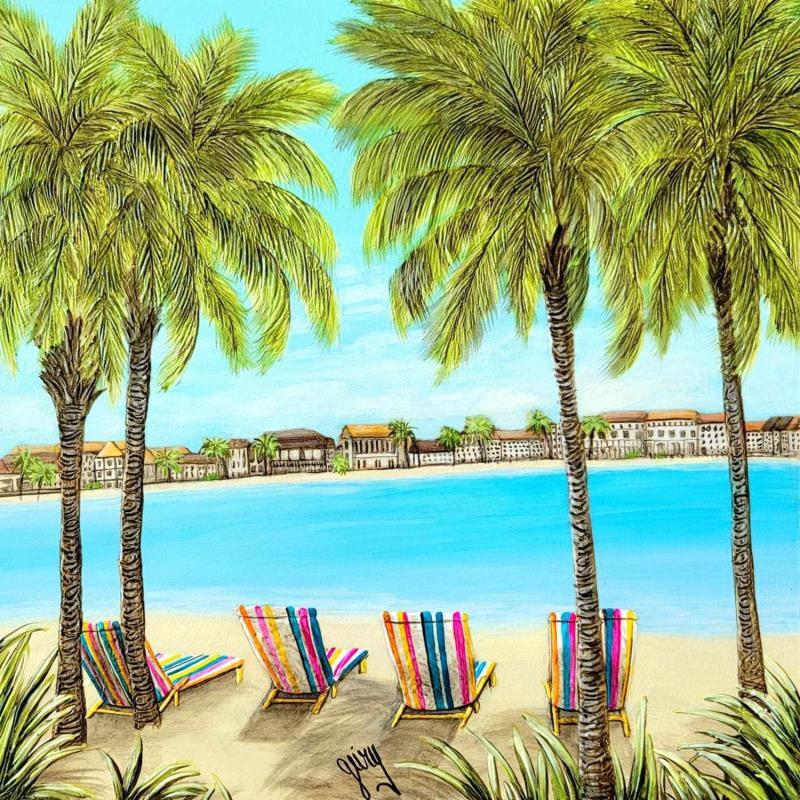 Painting Vacaciones de Verano by Geiry | Painting Subject matter Landscapes Nature Acrylic Pigments Marble powder