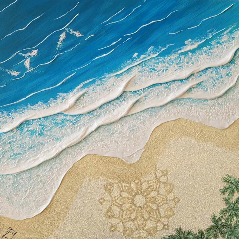 Peinture MANAWA par Geiry | Tableau Matiérisme Paysages Marine Acrylique Résine Pigments Poudre de marbre