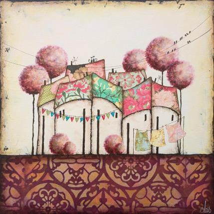 Peinture Mélodie Mauve par Blais Delphine | Tableau Figuratif Acrylique, Collage