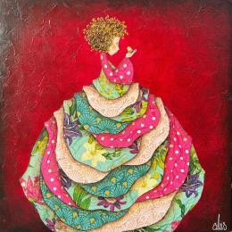 Peinture Séraphine par Blais Delphine | Tableau Art naïf Acrylique, Collage Scènes de vie