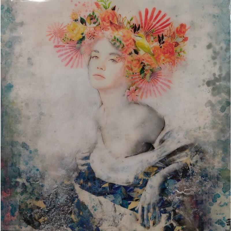 Painting Cristina II by Bofill Laura | Painting Figurative Portrait Wood Acrylic Resin